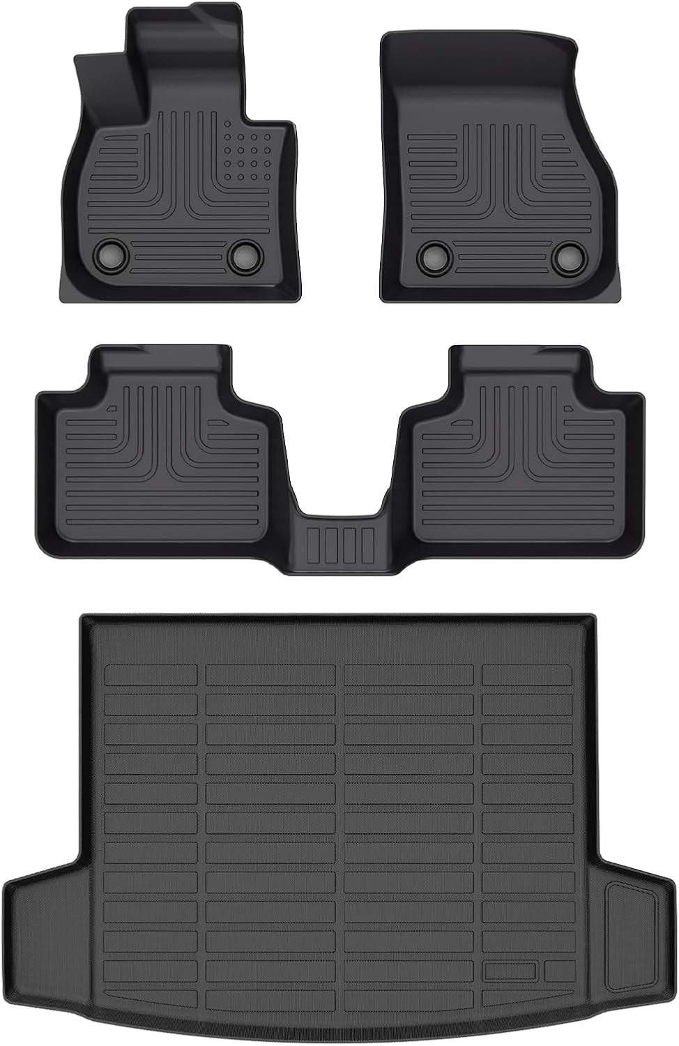 Wayhigh-All Weather Floor Mats and Cargo Mat Set Fit for 2025 Mini Countryman (Not for Countryman SE and Electric) TPE Car Mats Waterproof Anti-Slip Rubber Floor Liners Countryman Accessories