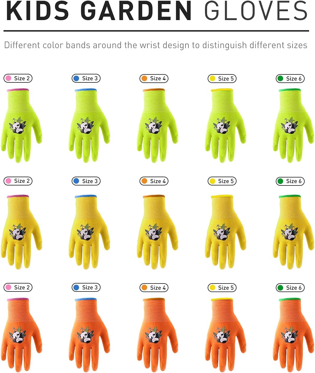 HANDLANDY 2 Pairs Kids Gardening Gloves, Toddler Children Garden Yard Work Outdoor Playing Gloves, Rubber Coating, for Girls Boys Youth (Size S, Orange)