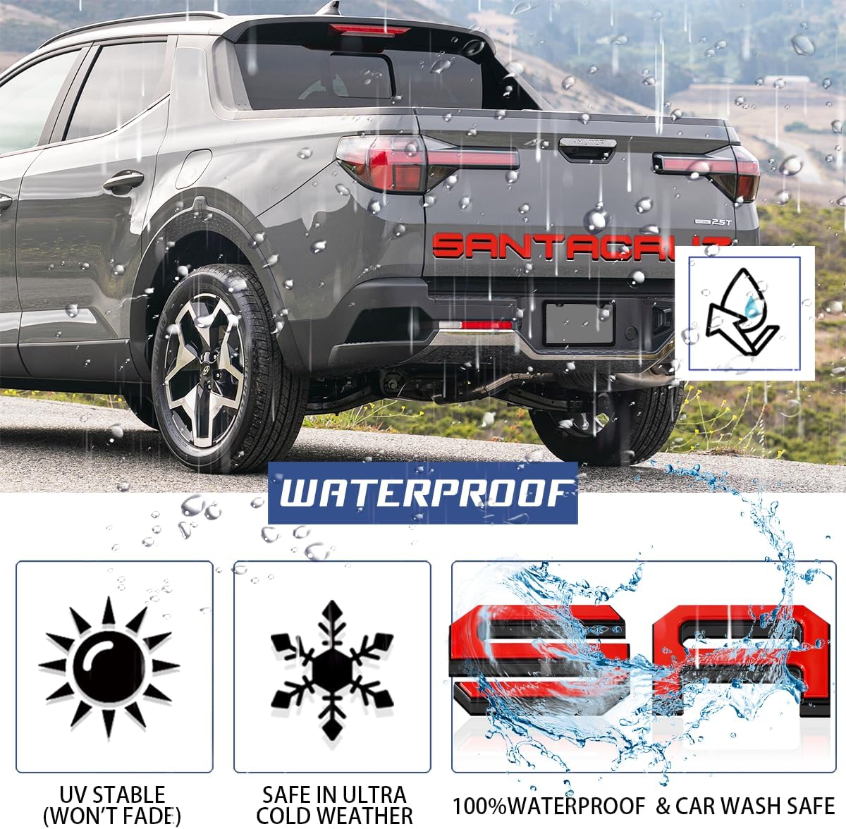 Tailgate Insert Letters Compatible for 2022 2023 2024 2025 Santa Cruz 4D Raised Tailgate Decal Letters (Double Layer Black Edge Red Faced)