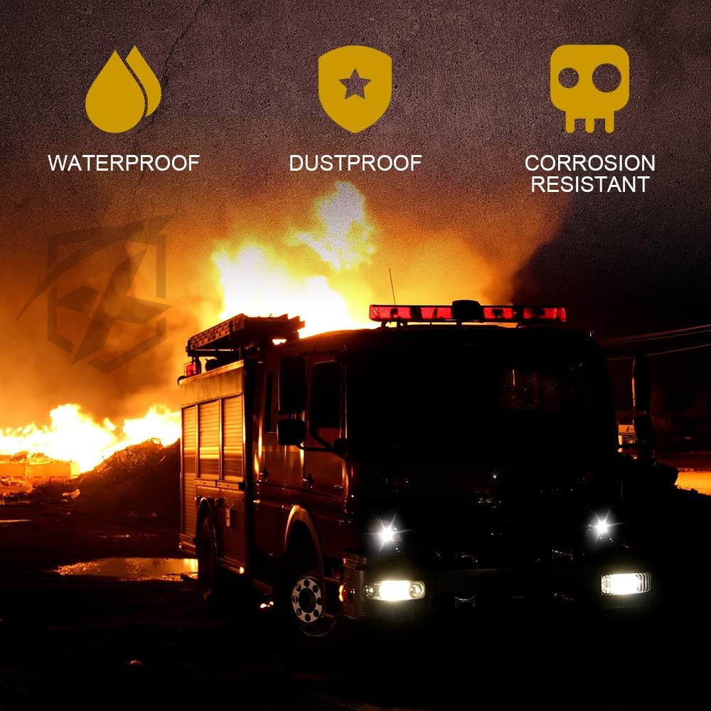 Xprite 4PCS LED Hideaway Strobe Lights Kit - White, 20 Flash Modes, Control Panel Included, Ideal for Emergency Vehicles, Trucks, Cars, Headlights, Taillights & Fog Lights, Hazard Warning