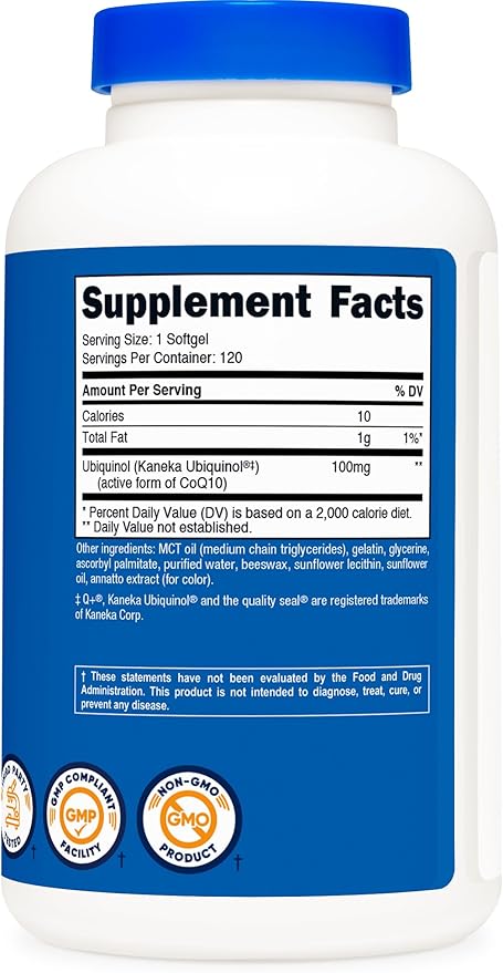Nutricost Ubiquinol Softgels (120 Softgels | 100 mg Per Serving) - Superior Absorption Antioxidant | Active Form of CoQ10 - Gluten Free, Non-GMO