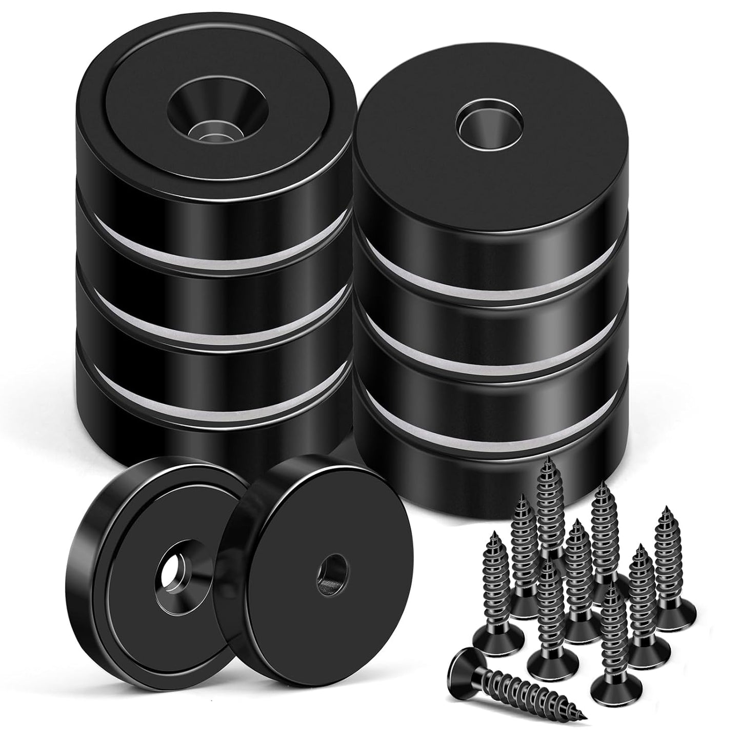 MIKEDE Magnets with Hole, 70LB Strong Rare Earth Magnets, Black Cup Magnet Neodymium with Countersunk Hole Steel Capsule, Powerful Pot with Screws-10 Pack Visit The MIKEDE Store