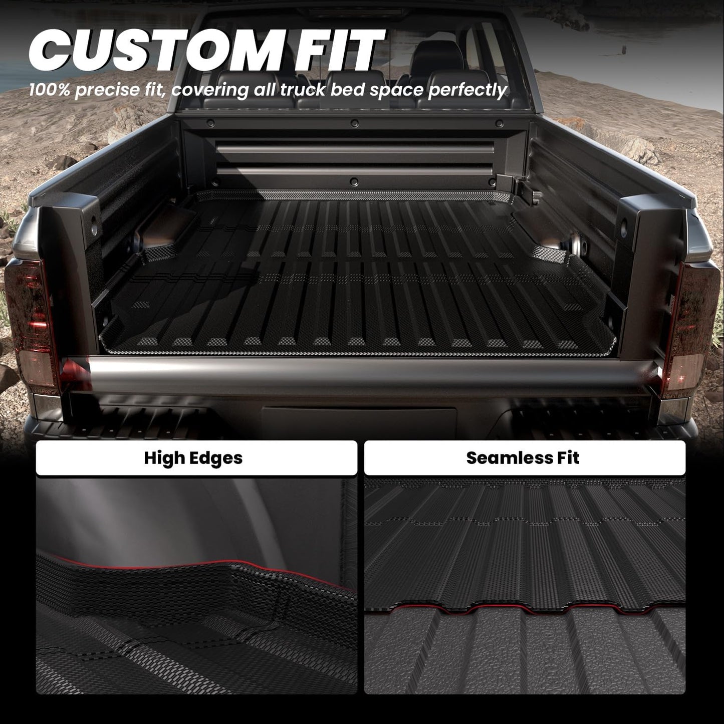 LASFIT Truck Bed Mat for Honda Ridgeline 2025 2024 2023 2022 2021 2020 2019 2018 2017 5.3FT (64.0 in) Bed Mat, TPE All Weather Custom Fit Truck Cargo Bed Liner, Black