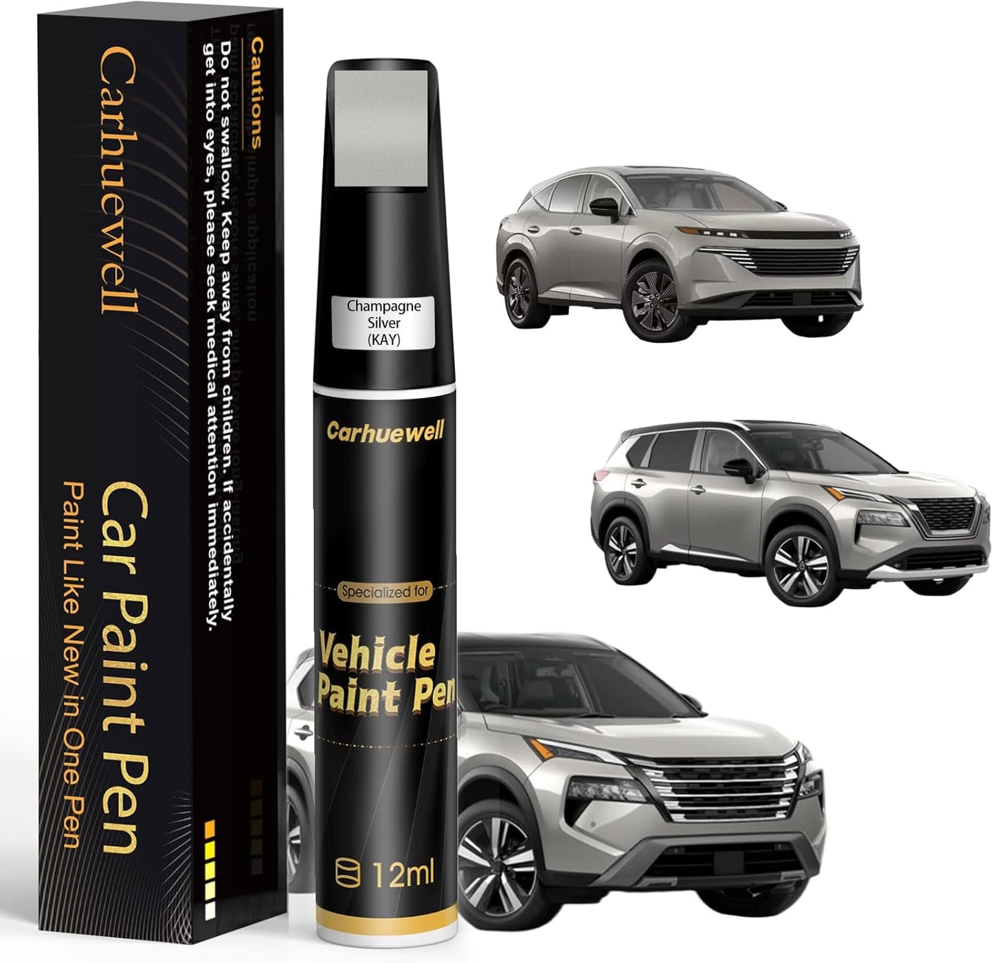 Champagne Silver(KAY) Touch Up Paint Compatible with Nissan, Exact Match Car Paint Pen Automotive Scratch Repair Remover Kit Quick & Easy Solution for Vehile Chips and Nicks