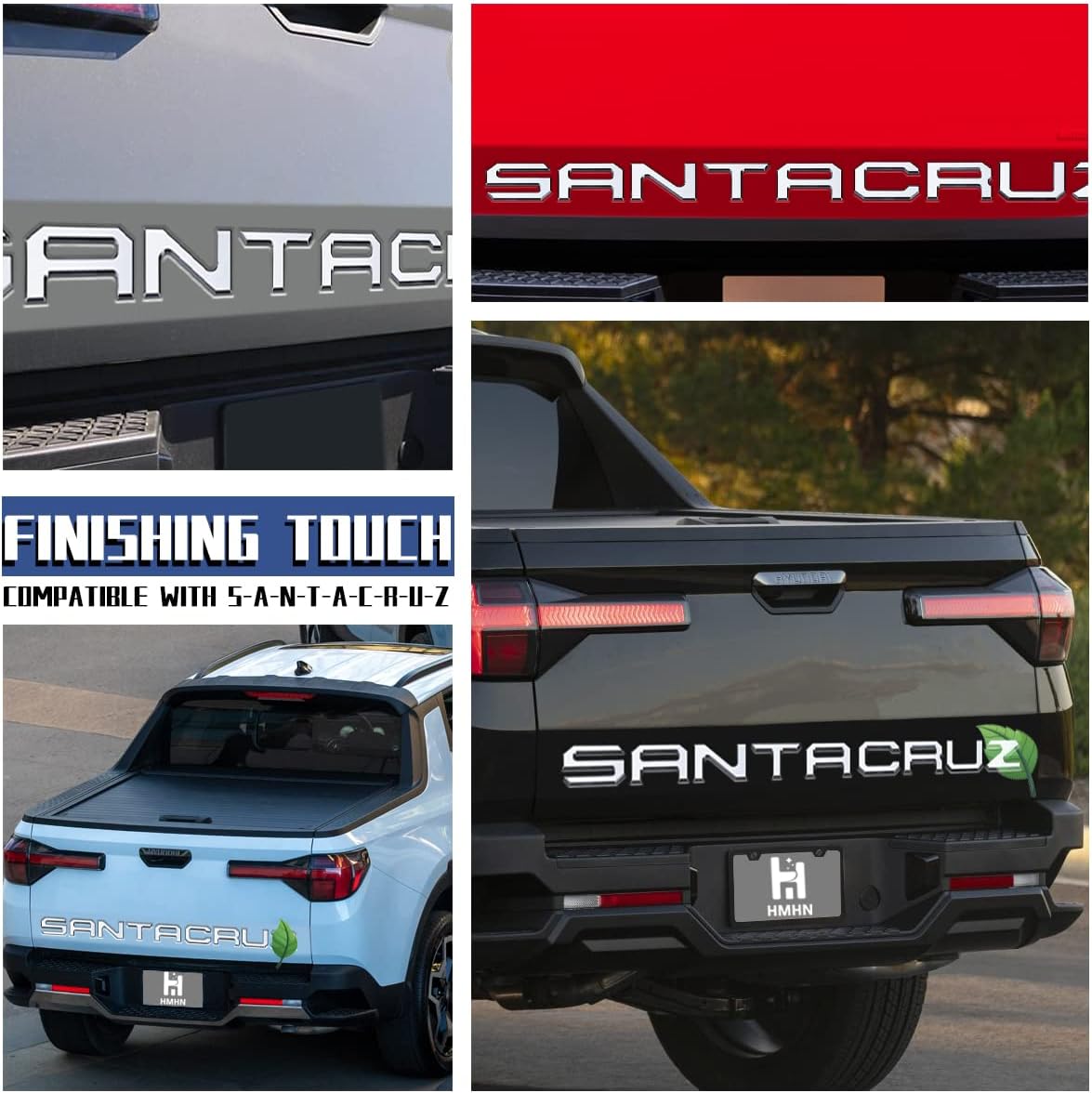 Tailgate Inserts Letters Compatible for 2022 2023 2024 2025 Santa Cruz 3D Raised & Strong Adhesive Decals Letters Rear Emblem Decal Sticker Compatible for Santa Cruz Accessories-Chrome Silve