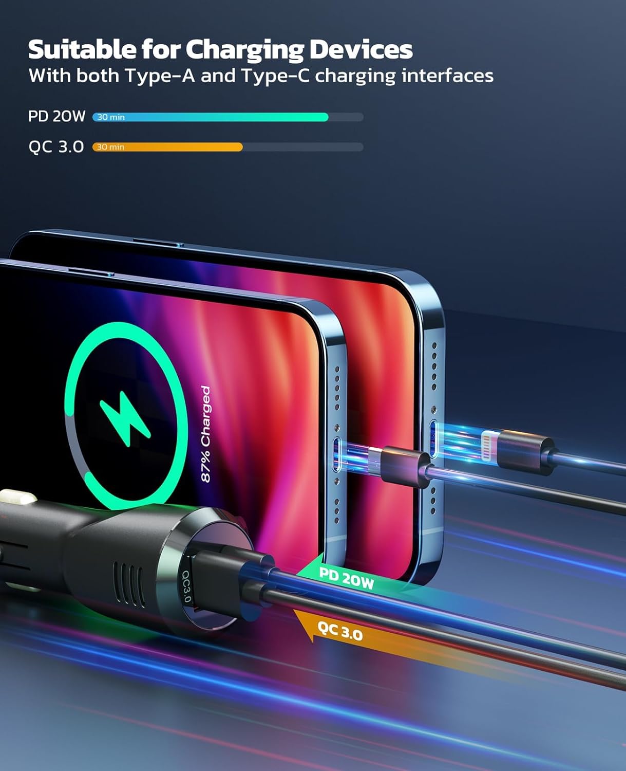 Nulaxy Bluetooth 5.3 Car Adapter with Air Vent Installation & DSP Noise Cancellation, QC3.0 & Type-C PD Car Charger Wireless FM Radio Transmitter Supports Bass & Treble Boost