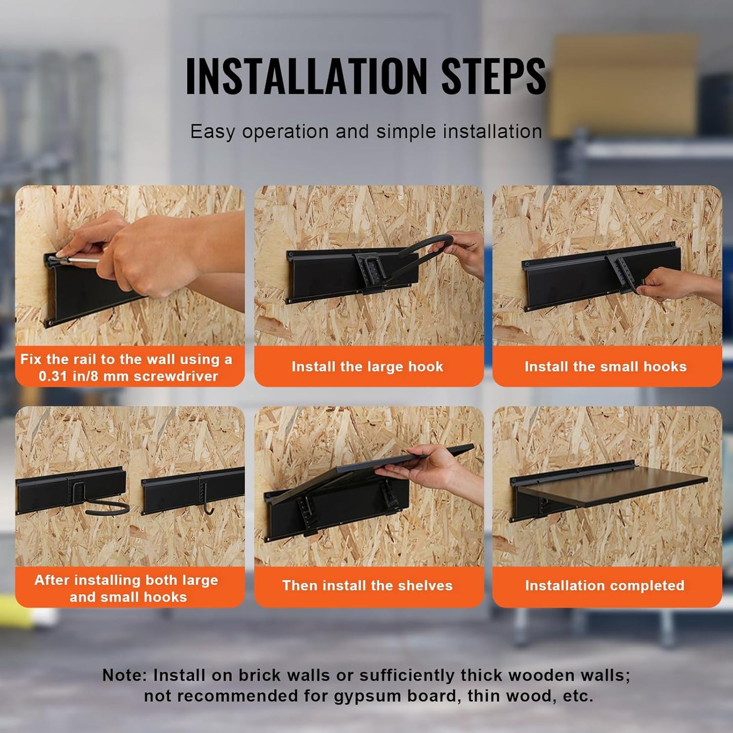 VEVOR Bike Storage Rack, 6 Bike Racks and 3 Helmets Hooks, Wall Mount Bike Storage Hanger with 3 Shelves, Home & Garage Organizer, Customizable for Various Bike Sizes, Holds Up to 300 lbs, 48-inch