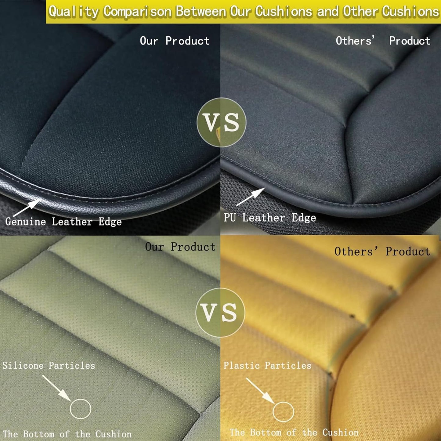 Car Seat Cushion Pad for Home Use Car Driver Seat Office Chair Memory Foam Seat Cushion(Khaki)