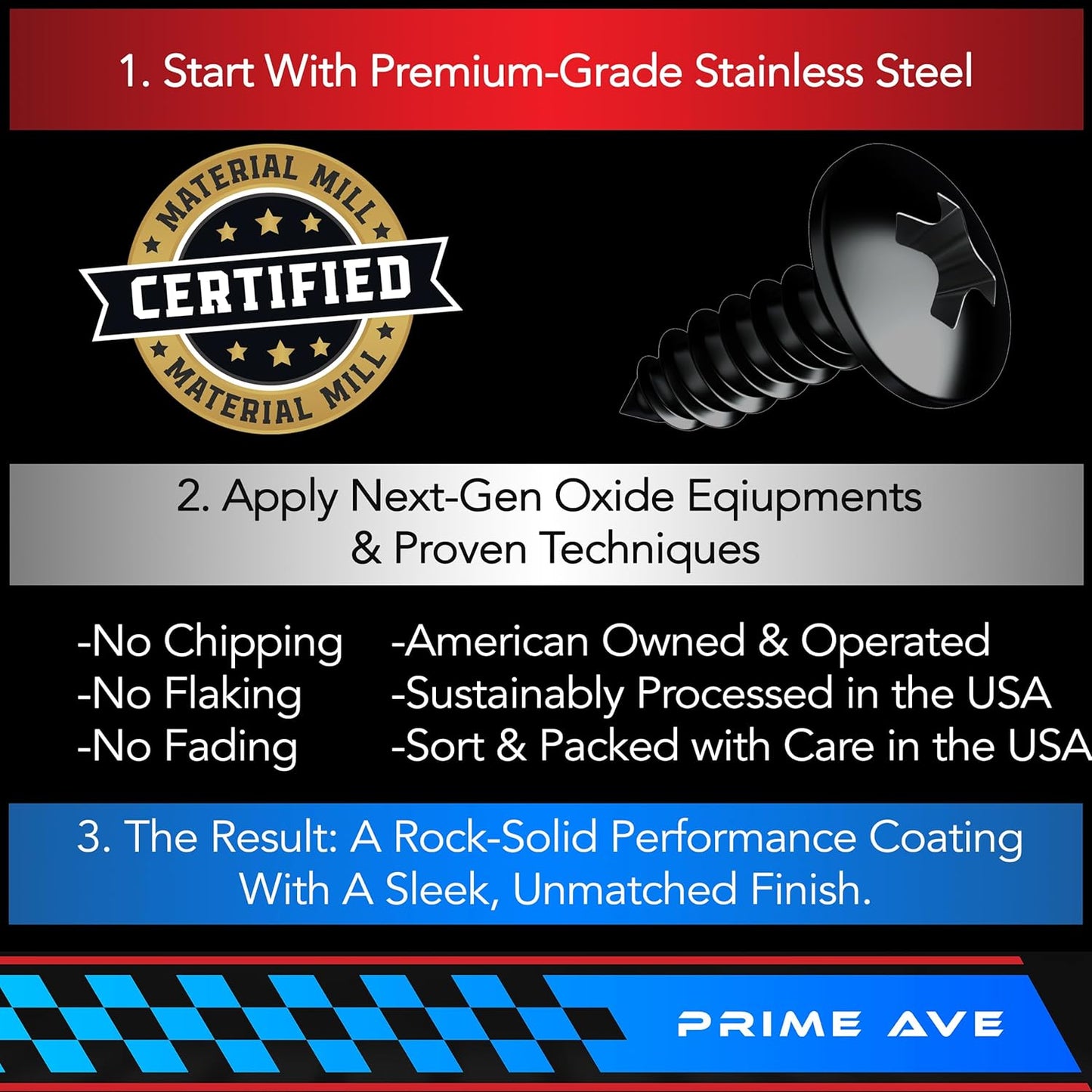 Black Oxide Stainless Steel License Plate Screws for License Plates, Frames, Covers - Rust Proof Licence Plate Screw Set for Front/Rear - Compatible with Chrysler Dodge Jeep Ram (Pack of 8)