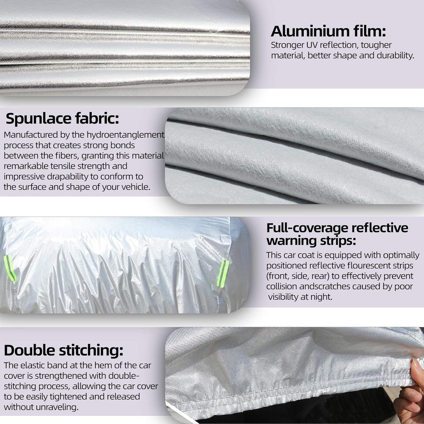 Car Cover Waterproof All Weather for Automobiles, Universal Heavy Duty Outdoor Sedan Car Covers Tarp for Sun Rain UV Protection Full Exterior Covers Aluminum Film 186 to 193 Inch