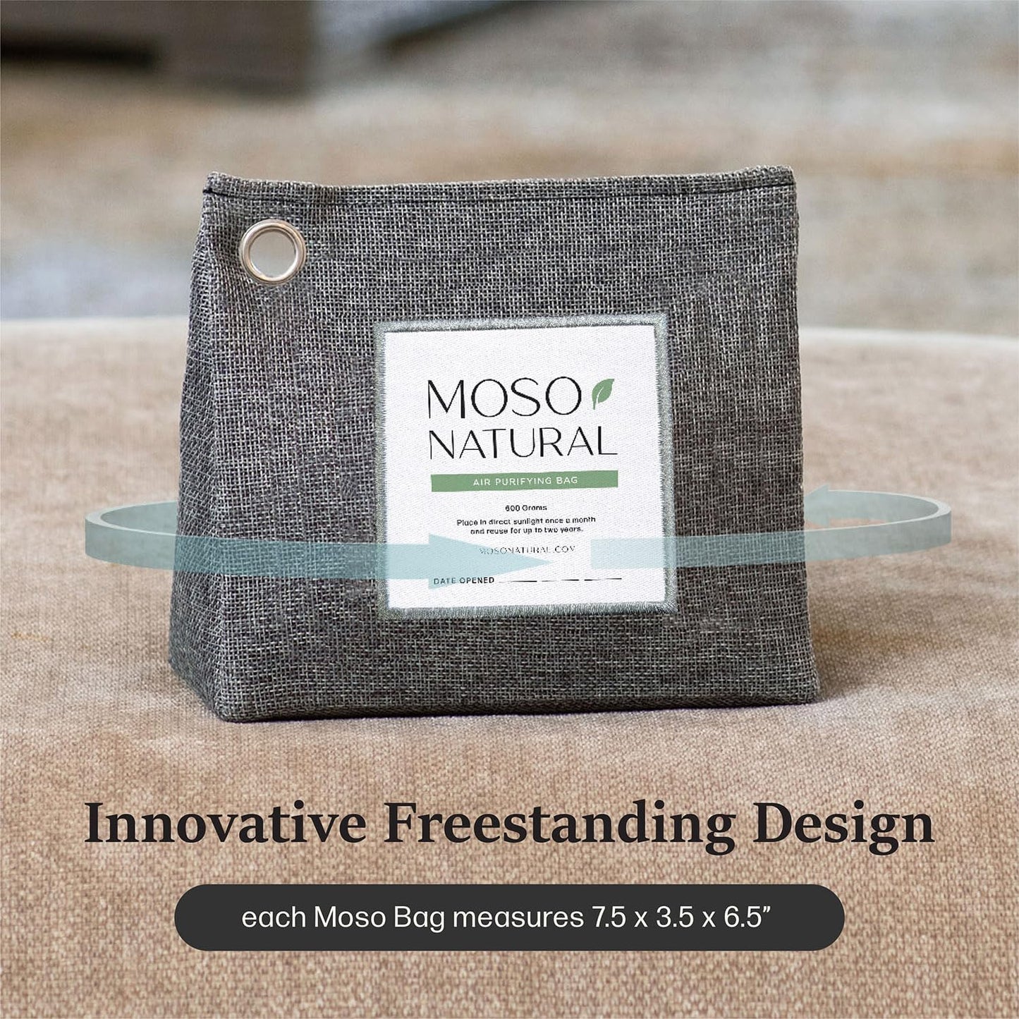 Moso Natural Air Purifying Bag 600g (21oz) Premium Bamboo Charcoal Odor Absorber | Room Deodorizer for Large Spaces, Bedroom, Kitchen, Basement | Pet Odor Eliminator for Home | Unscented (3 Pack)