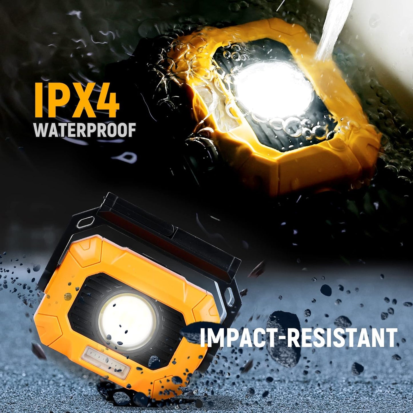 Adelante 2Pack Magnetic Work Light Rechargeable, 1500LM LED Work Light, 360° Rotating Stand 3 Color Temperature 12 Modes Waterproof Bright Flashlight for Mechanic, Shop, Working on Cars, Power Outages