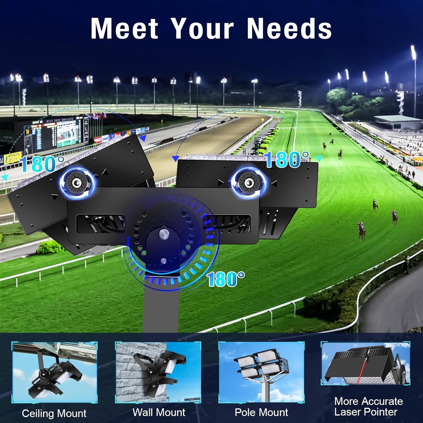 900W Led Stadium Lights, IP66 High Power Outdoor Sport Court Arena Light Pro-Grade High Mast Lighting with Dimmable 10KV Surge Protection Commercial and Industry for Large Area Lighting