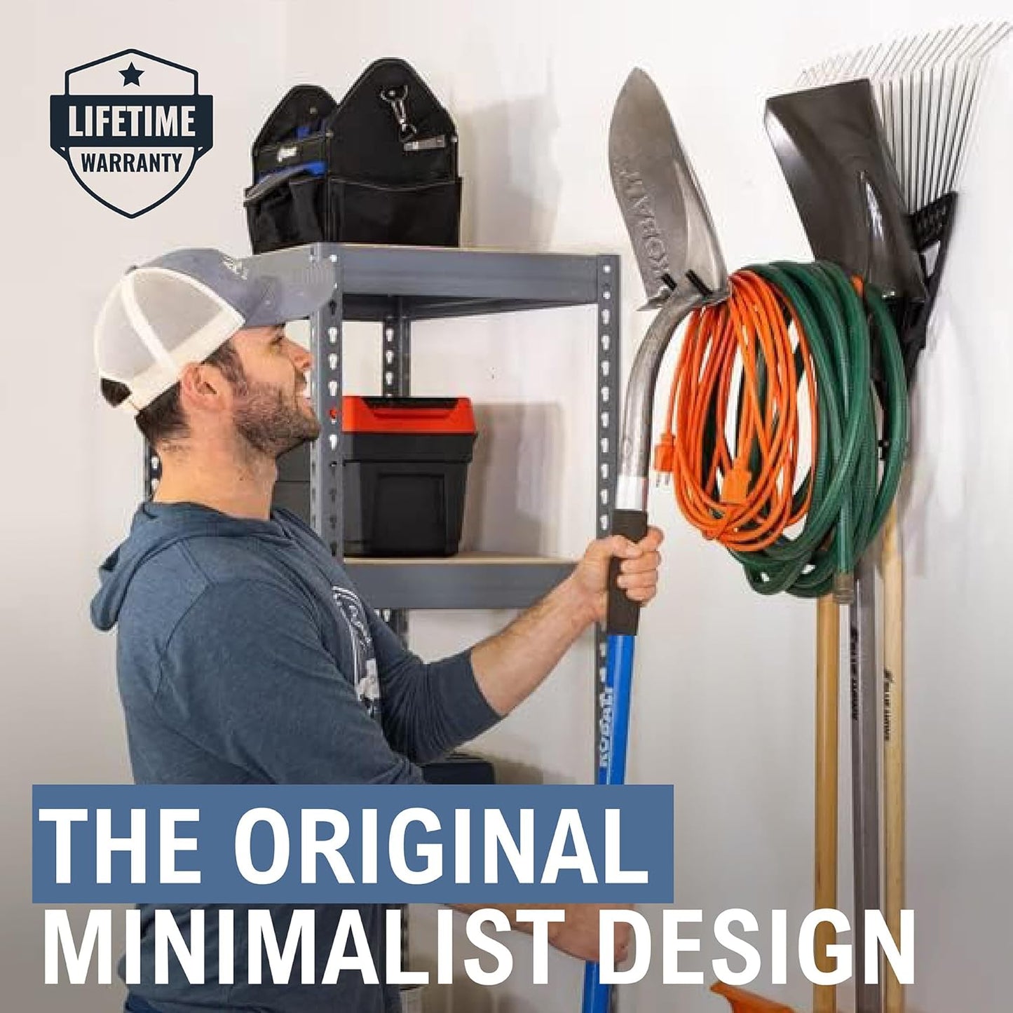 StoreYourBoard Garage Garden Tool Wall Mount Hook, Garage Organization and Storage, Shovel & Rake Hangers Yard Tool Rack, Industrial Steel Holds 50 Pounds