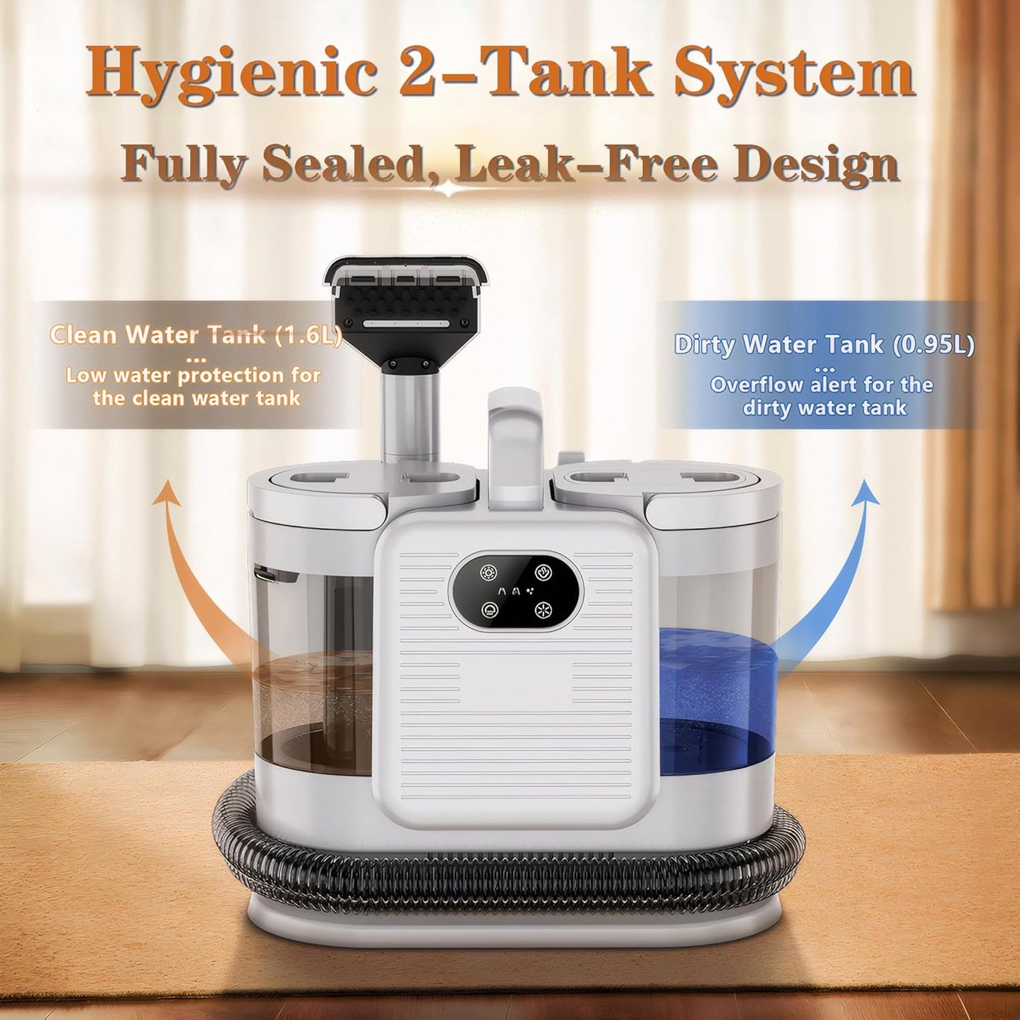 Upholstery Steam Cleaner for Couch & Furniture – 1650W 15KPa Powerful Suction Portable Carpet Spot Cleaner Machine with 4 Cleaning Modes, Ideal for Sofa, Car Seat, Rug, Mattress & Pet Stains, White