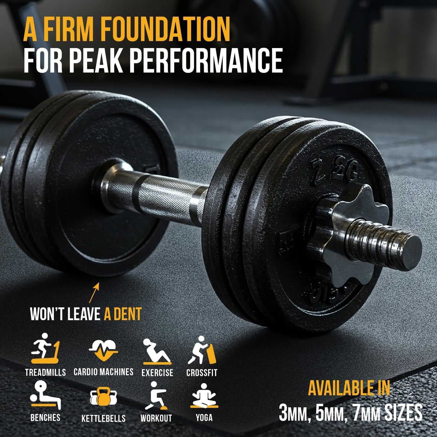 Rubber King Multi-Purpose Exercise Mat - 100% Recycled Thick Rubber Mat for Home Gym Flooring, Non-Slip, Low-Odor Durable Workout Mat for Indoor/Outdoor, Shoe-Friendly