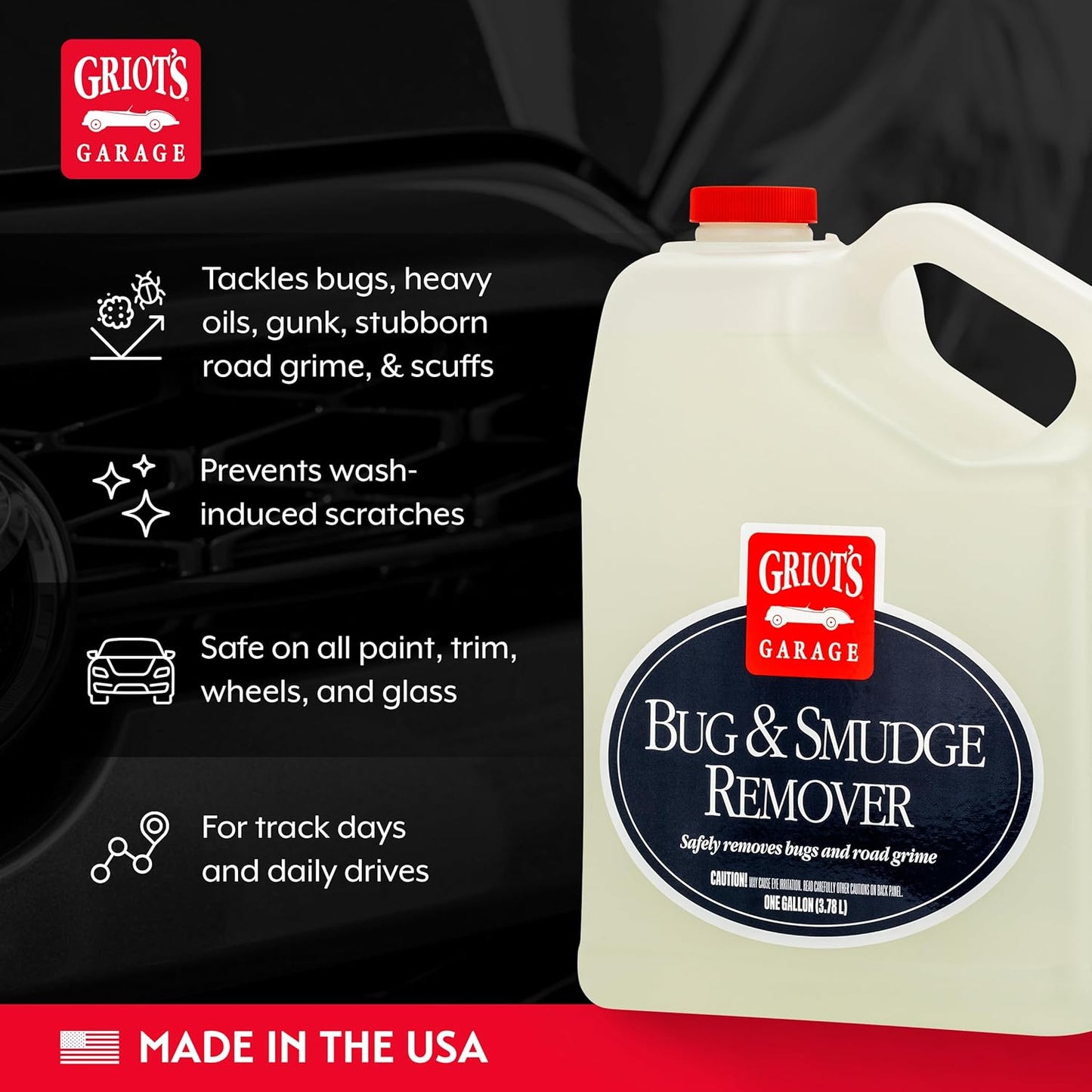 Griot's Garage Smudge Remover, Car Cleaning Spray for Spot Removal, Works on All Exterior Surfaces, Releases Smudges, Oil, Grime, and Scuffs, One Gallon