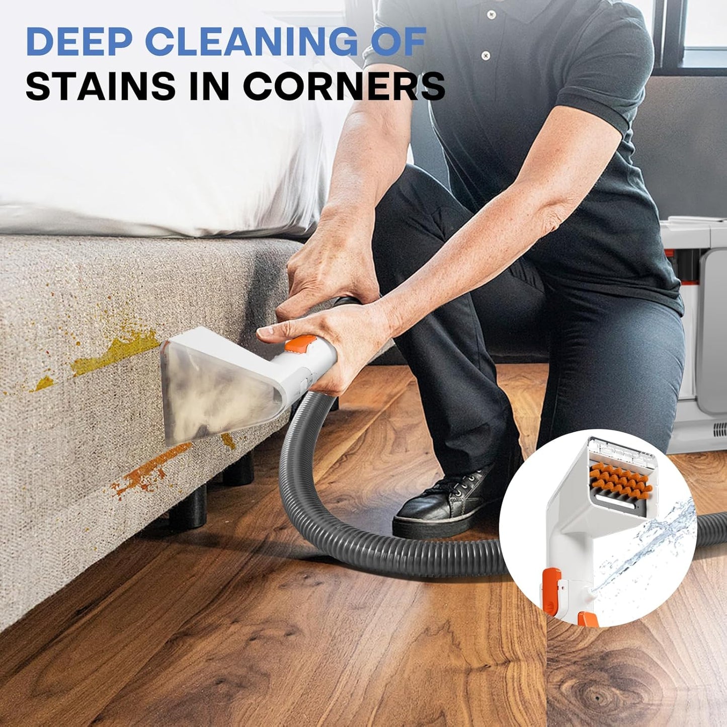 Portable Carpet and Upholstery Cleaner Machine - Multi-Surface Cleaner, Couch & Rug Shampooer with Powerful Suction, Handheld Cleaner for Pets, Spot, Stain, Car & Auto Detailer, Silver