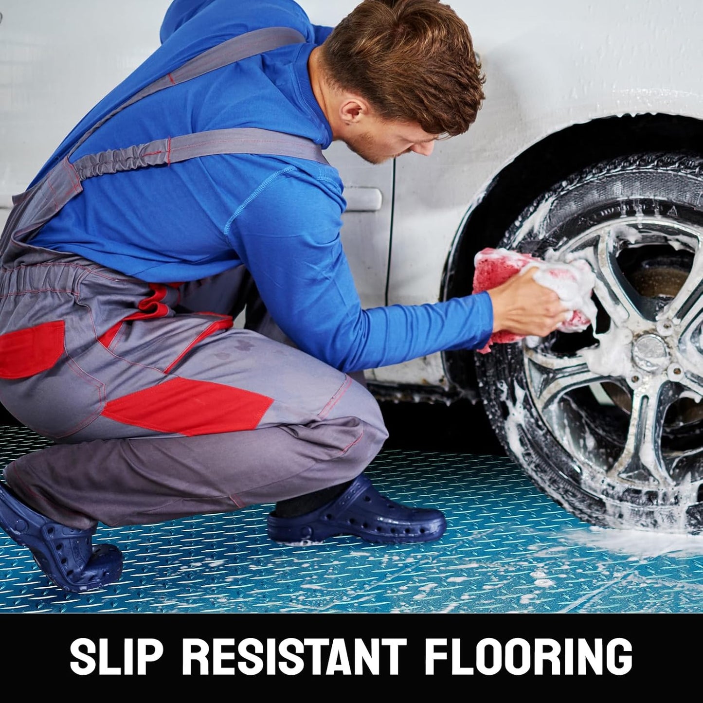 TUFFIOM 7.5 x 20 FT Garage Floor Mat, Thickened Diamond Plate PVC Garage Mats Flooring Roll for Under Car, Garage Parking Mats for Floor Large SUVs, MPV, Pickup Truck