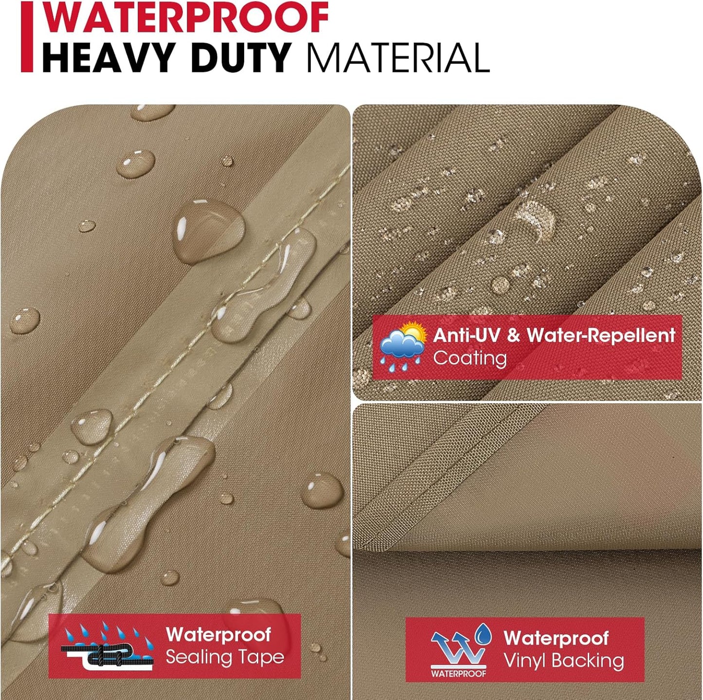 Unicook 65 Inch Grill Cover, Heavy Duty Waterproof Gas Grill Cover for Outdoor, Fade Resistant Barbecue Protector with Sealed Seam, Fits Weber Char-Broil Nexgrill BBQs up to 63" Wide, Neutral Taupe