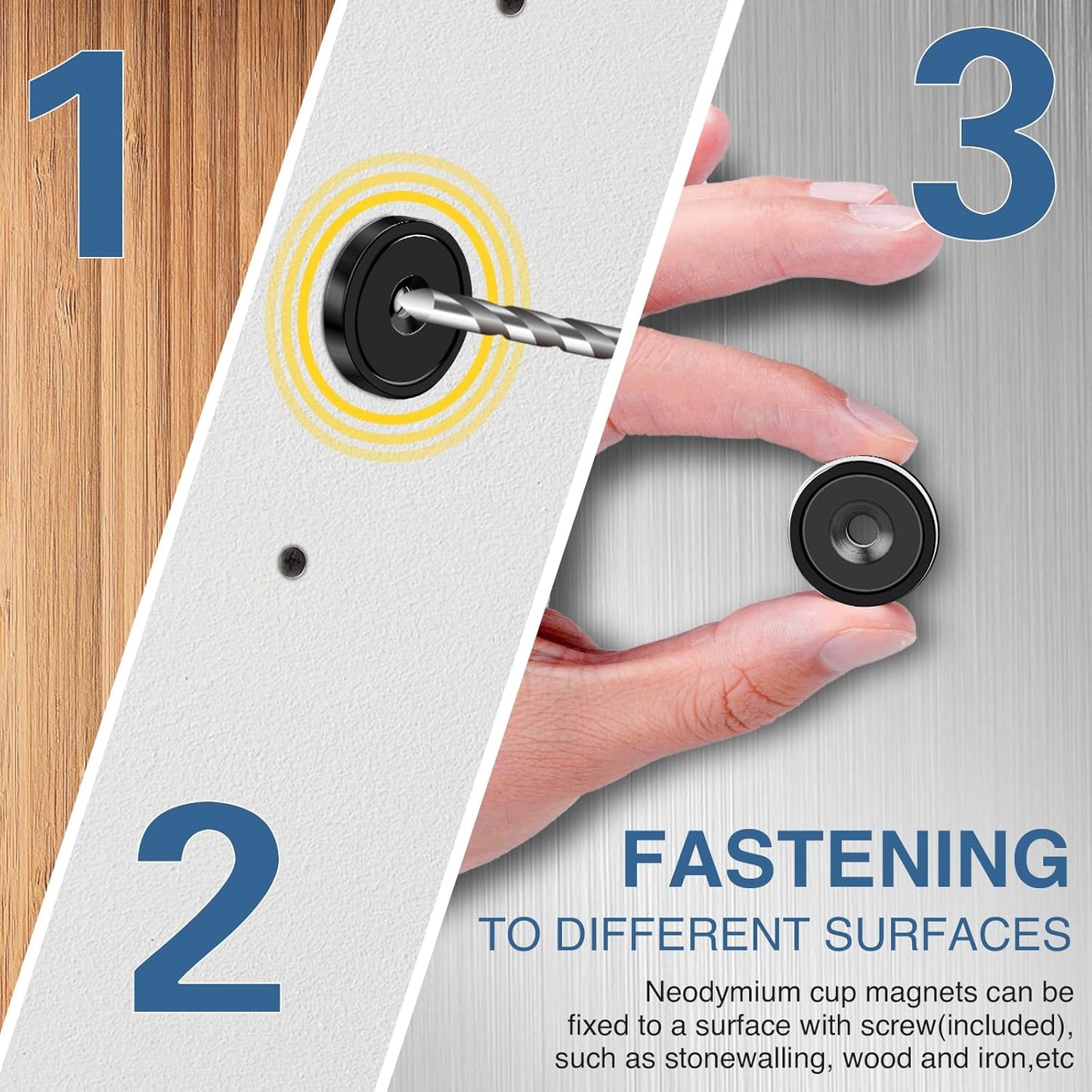 MIKEDE Magnets with Hole, 70LB Strong Rare Earth Magnets, Black Cup Magnet Neodymium with Countersunk Hole Steel Capsule, Powerful Pot with Screws-10 Pack Visit The MIKEDE Store