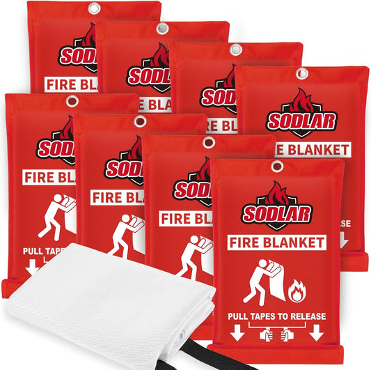 Fire Blanket Emergency for Home Kitchen - 8 Pack 40"x40" Fireproof Safety Protection Fiberglass Flame Retardant Blankets Survival Essential Kit for House Car Camping Outdoor Fireplace Grill BBQ
