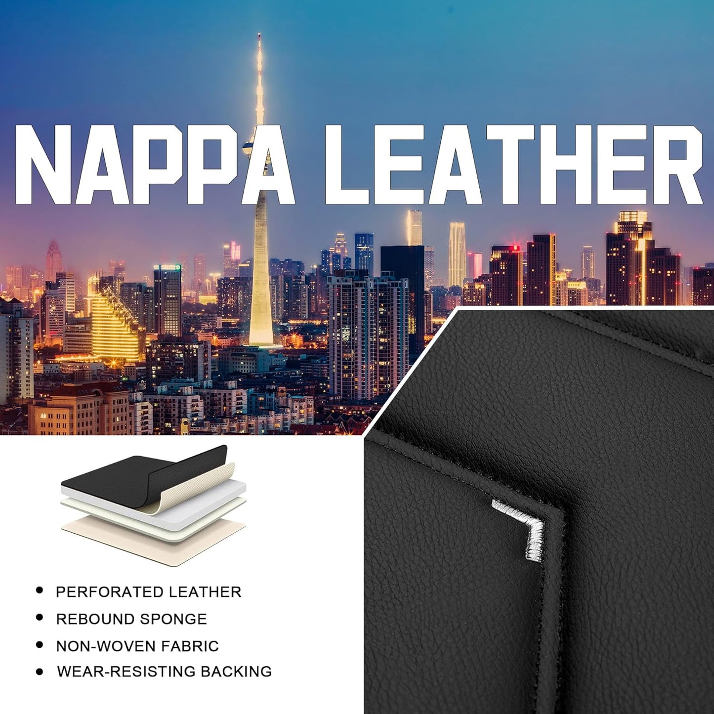 Car Seat Covers for Chrysler Pacifica 2004-2025, Stylish Sport Seat Cover, Premium Nappa Leather Car Seat Cover. Automobile Seat Covers Sets.(Luxury 2 Seats/Black White)