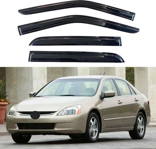 KPY Window Visor Rain Guard Compatible with Honda Accord Sedan 2003-2007, 4PC Side Window Vent Deflectors Tape-On Mugen Style, 2003 2004 2005 2006 2007