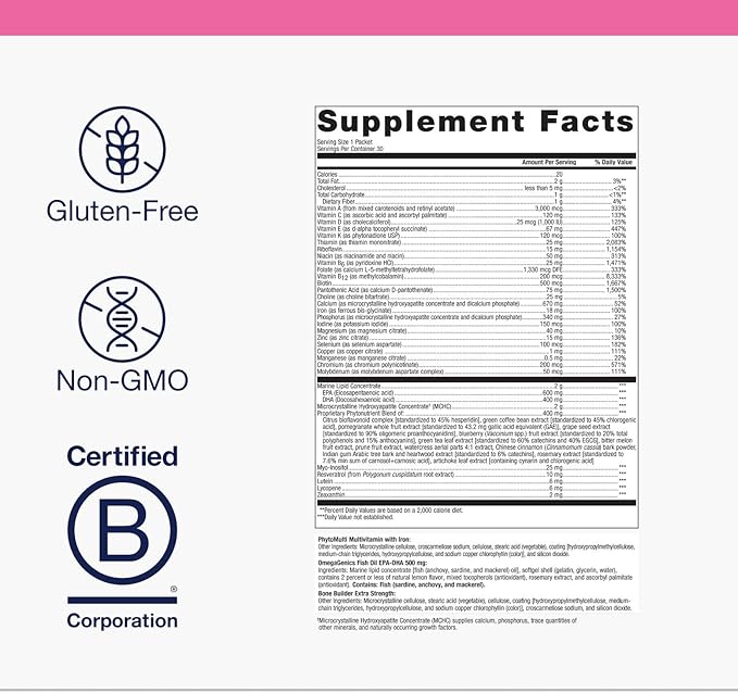 Metagenics Wellness Essentials Women's Daily Packs - 30 Daily Multivitamin Packs - Women's Multivitamins - Bone Density Support* - Omega-3 Fatty Acids - Non-GMO & Gluten Free - 30 Packets