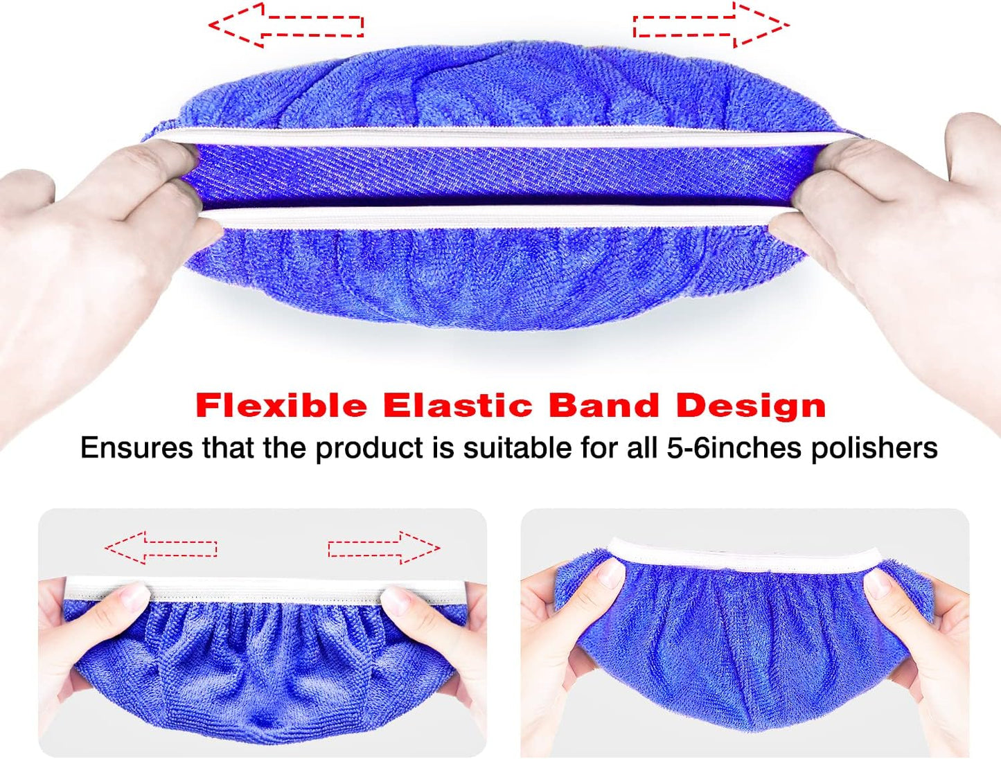 9 to 10 Inch Car Polisher Pad Bonnet, 15Pcs Car Polishing Bonnet Buffing Pads, 10*Microfiber+5*Woollen