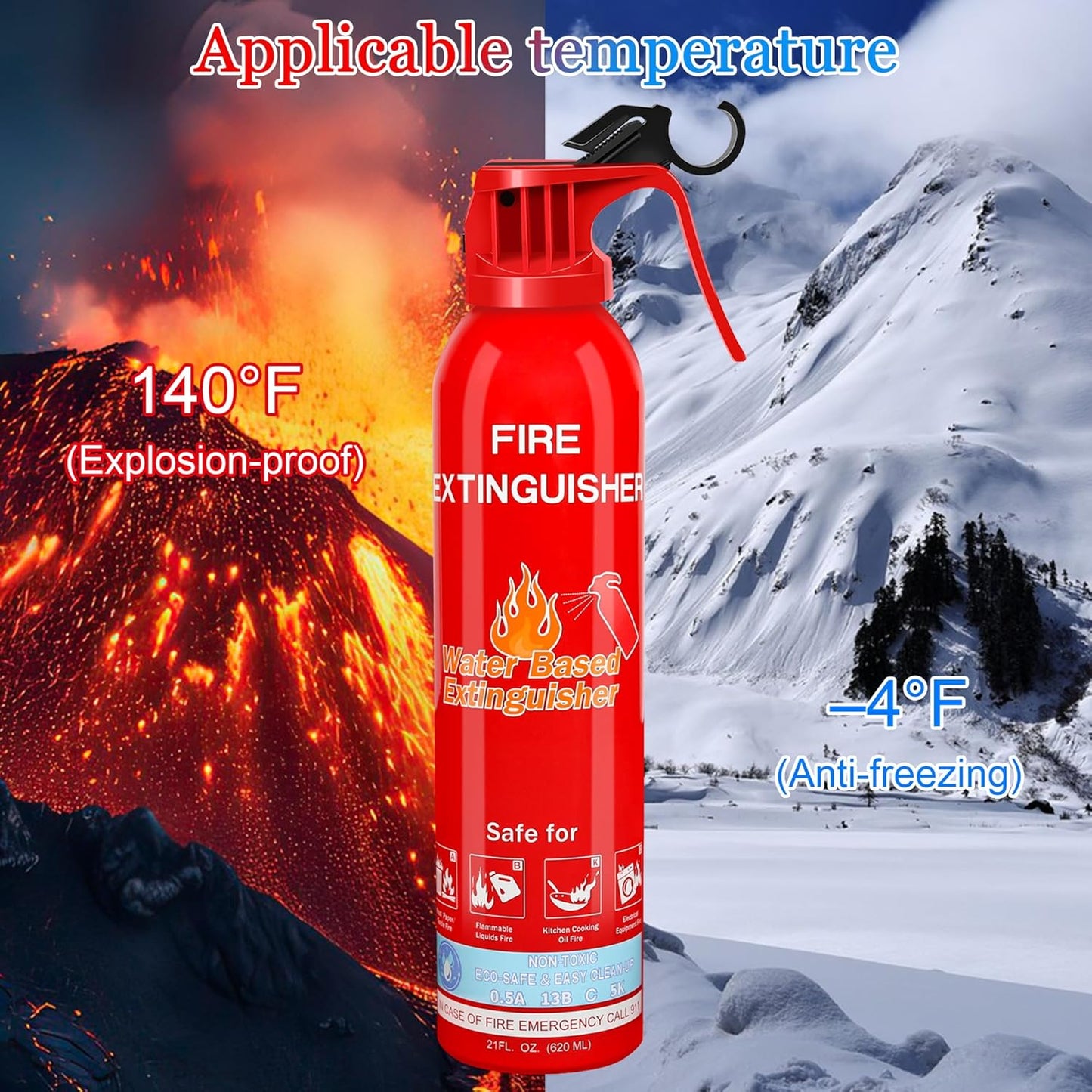 Fire Extinguisher for Home with Mount, 6 Pack Upgraded 8-in-1 Portable Fire Extinguishers For Vehicle Car Boat Marine Kitchen Emergency Supplies, Water-Based Extinguisher For A, B, C, K Fire Types