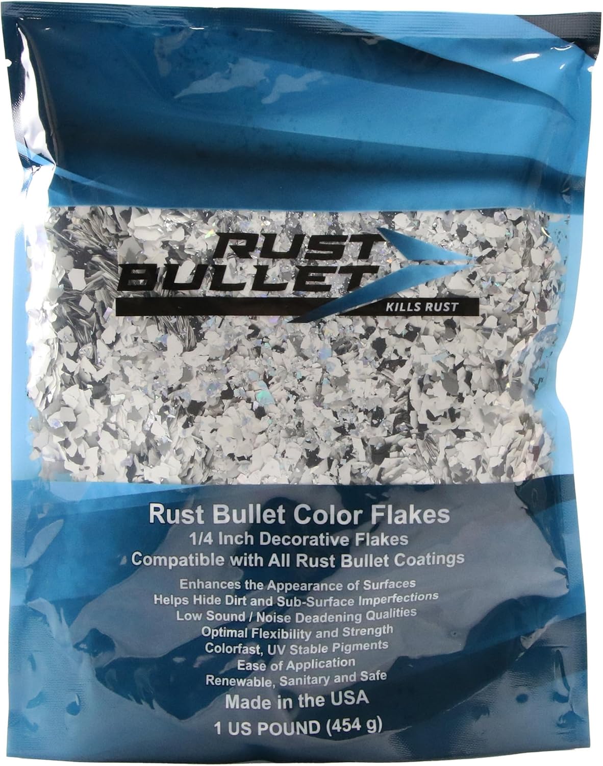 RUST BULLET Decorative Color Flakes - Empire Sparkle - Customize Concrete Floors with 1 LB of Durable, UV-Resistant Vinyl Chips for Stunning, Long-Lasting Designs