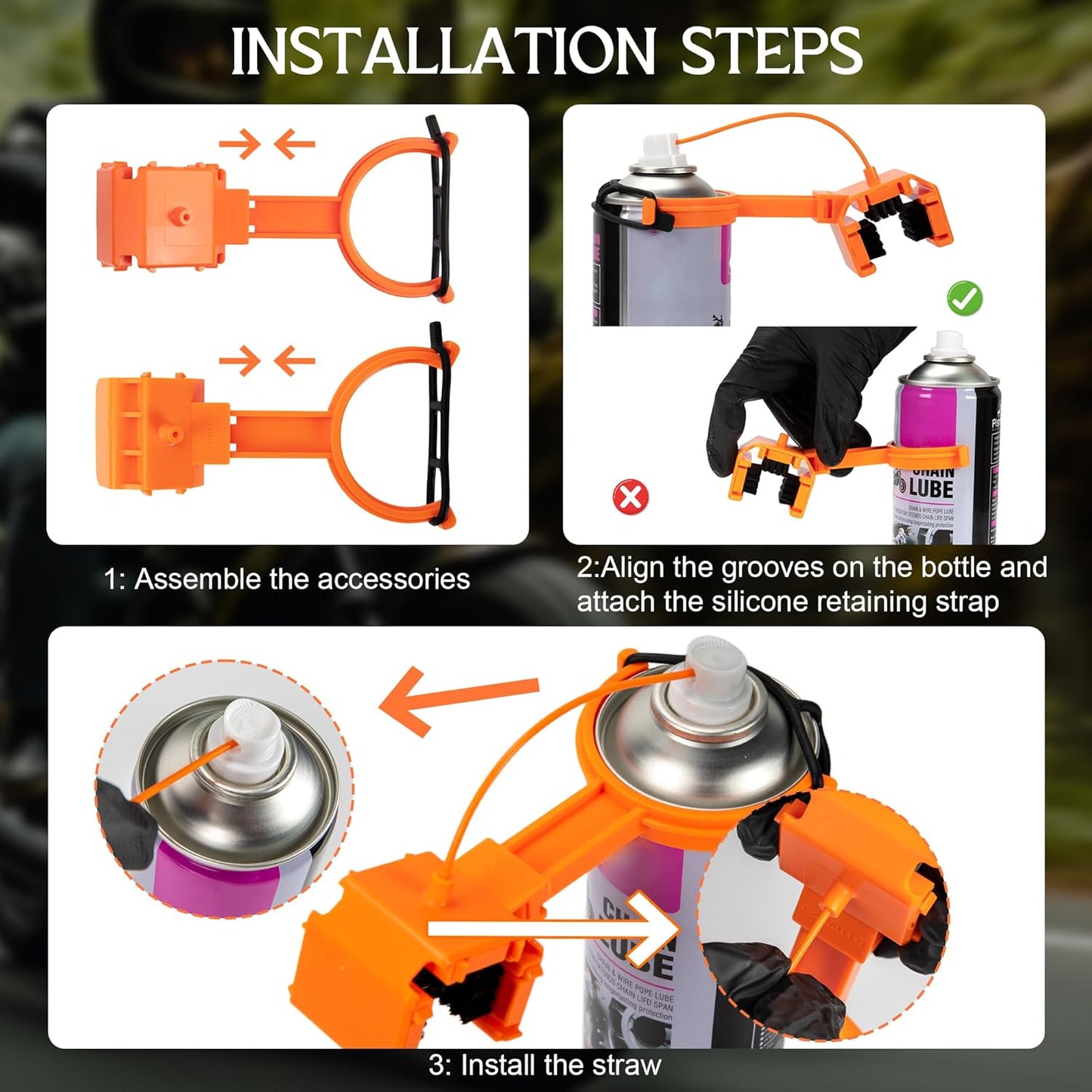 Motorcycle Chain Cleaning Kit Chain Oiler Chain Lube Tool with Gloves and Towel for Motorcycle and Bicycles Chain Brush Oiler Cleaning Kit Fits for 428 520 525 530 Chains(Cleaner Not Included)