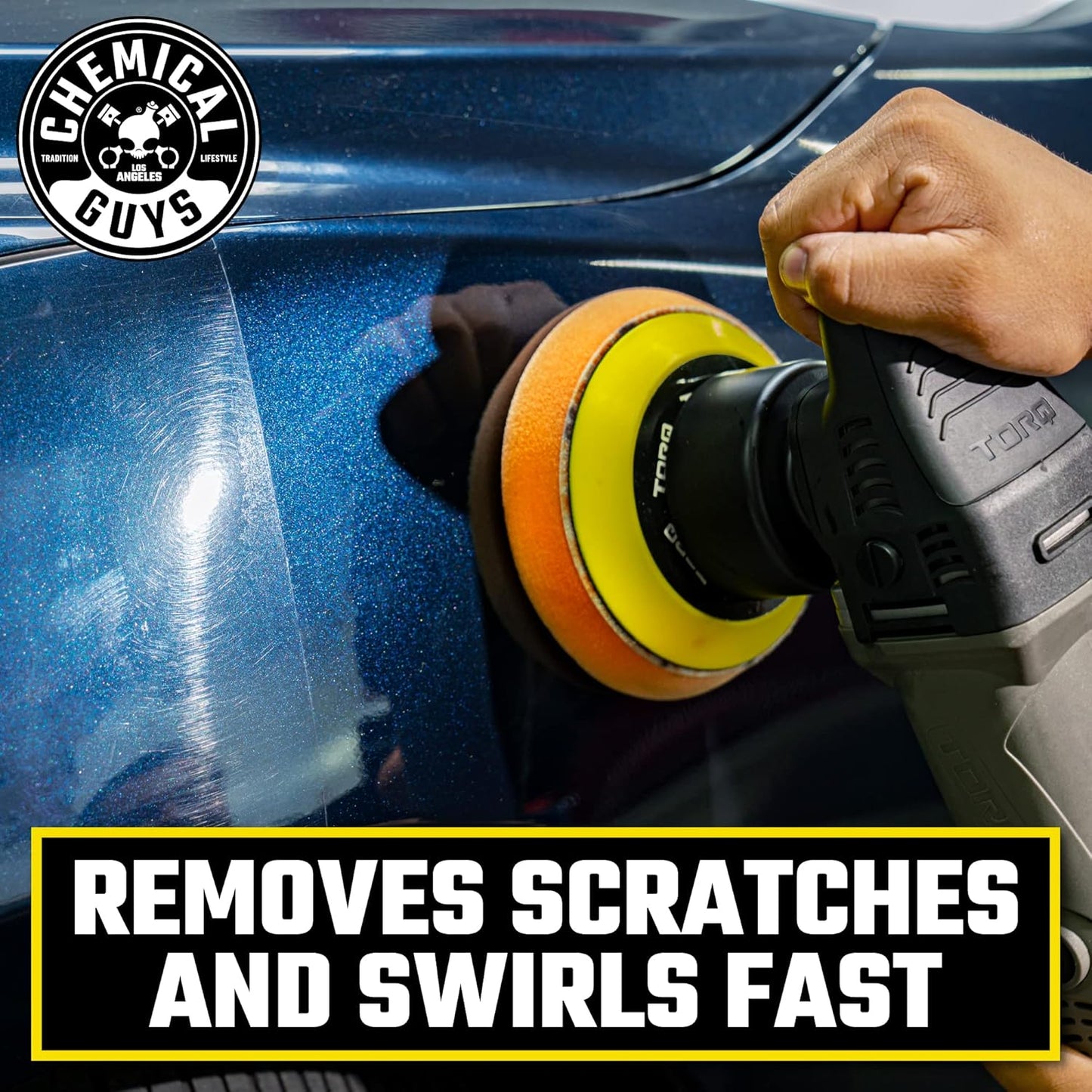 Chemical Guys BUF612 TORQX Random Orbital Polisher, One-Step Scratch & Swirl Removal Kit - 8 Items
