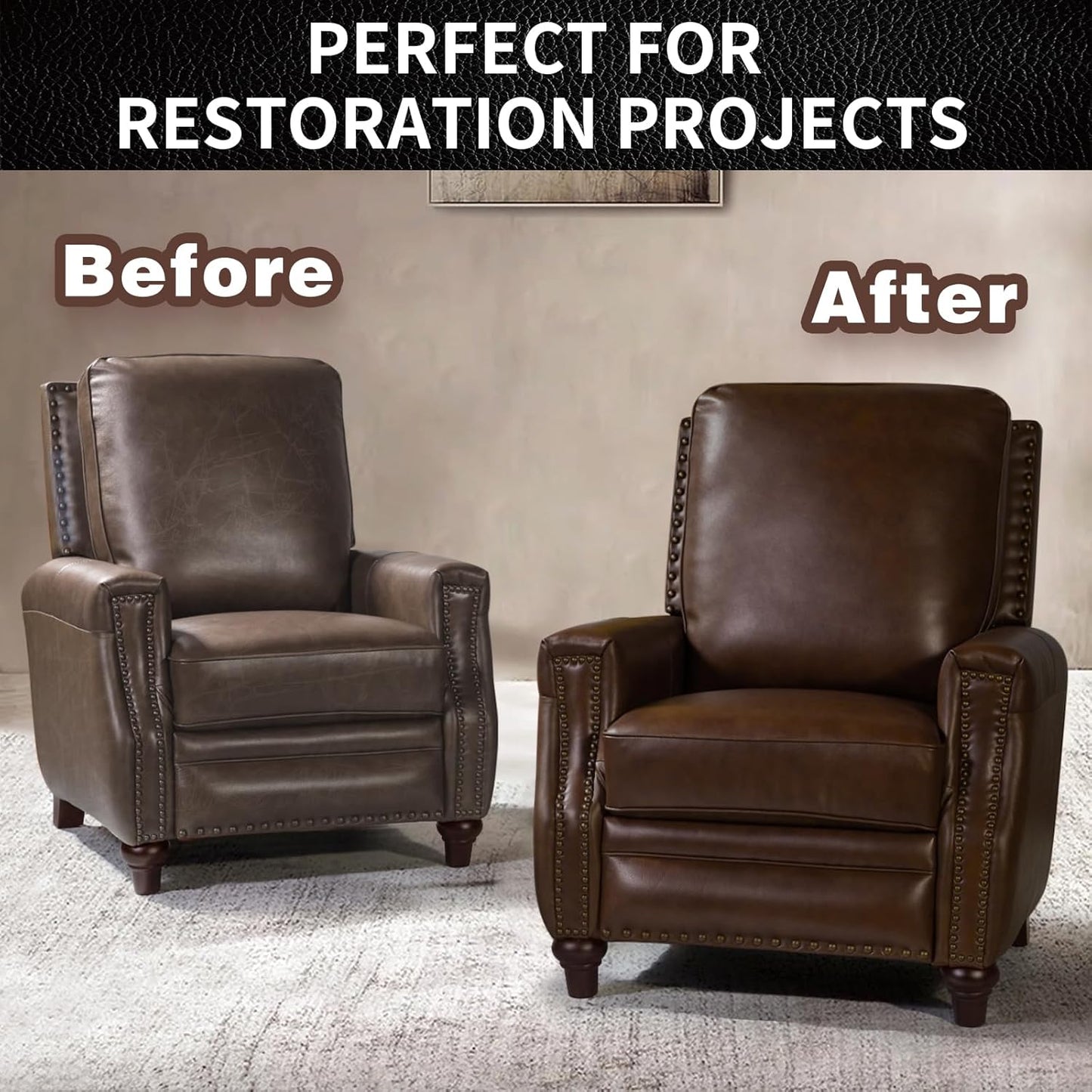 Leather Repair Kit Recoloring Balm Cleaner Conditioner Waterproof Beeswax Oil for Car Seat Furniture Couch Shoe Leather Vinyl(Light Brown)