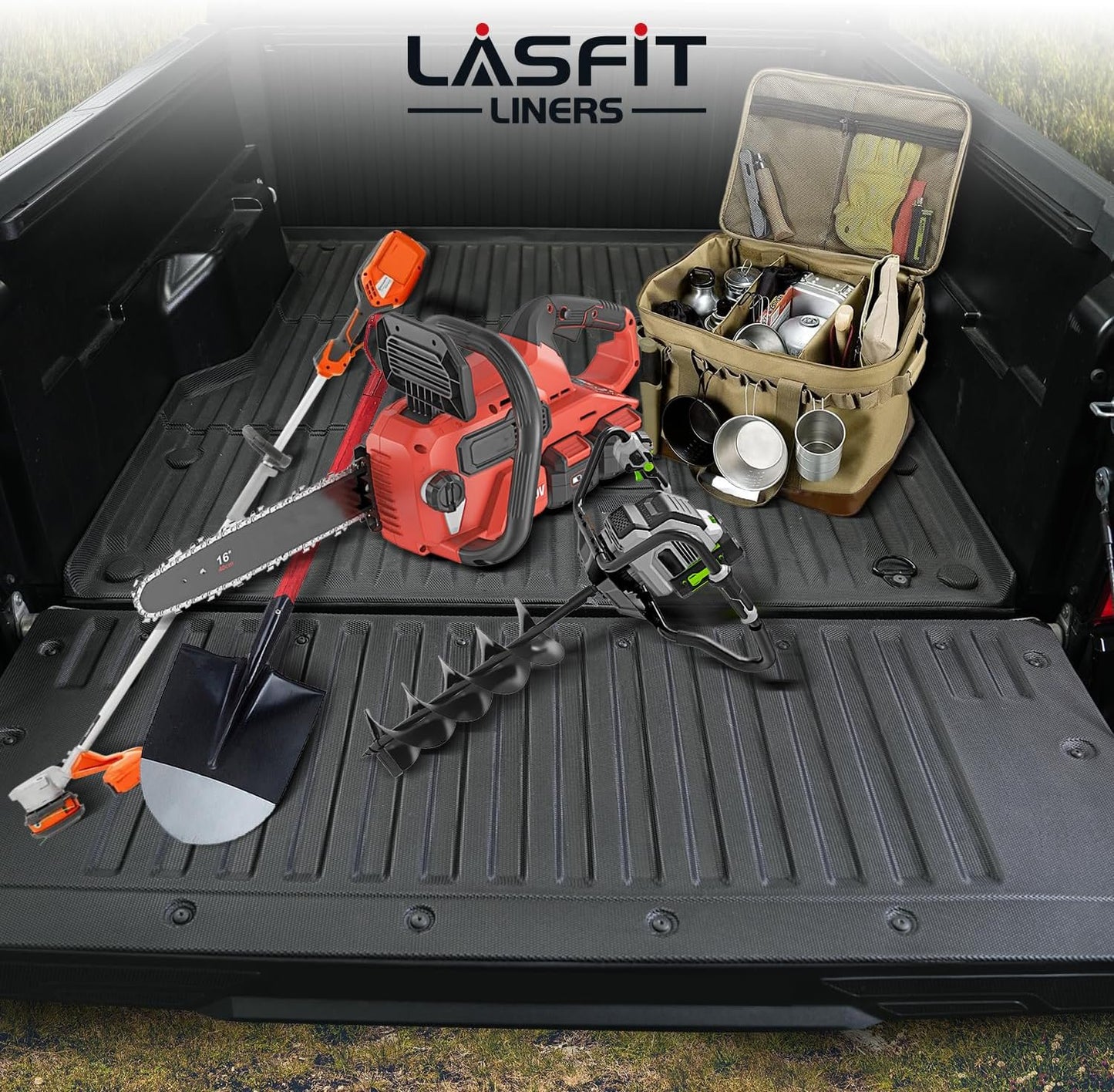 LASFIT Tailgate Mat for Toyota Tacoma 2024 2025(Not Fit Drop-in Liners), All Weather Truck Tailgate Liner for Tacoma TPE Tailgate Protector Liner Tacoma Accessories, Black