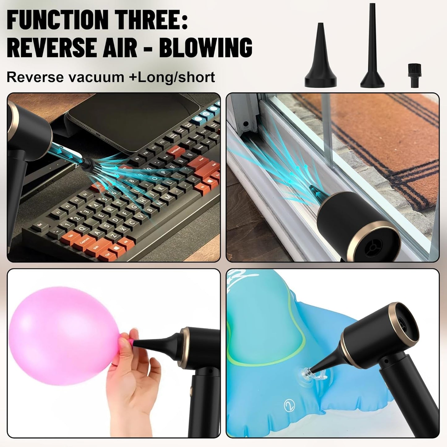 Cozylady Handheld Car Vacuum Portable Cordless, 16000PA High Power 4 in 1 Vacuum Cleaner & Air Duster & Air Blower with 4000mAh Brushless Motor and Multi-Nozzles for Car, Home, Office, Camping, Pet1