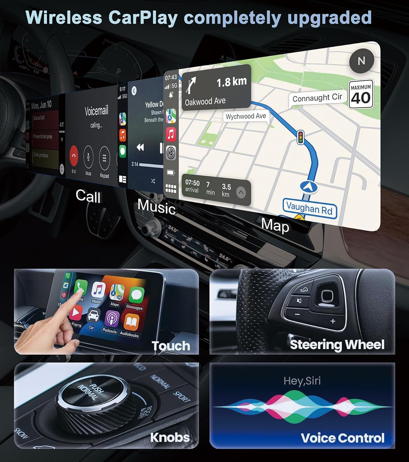 CarPlay Wireless Adapter, Plug-and-Play, Supports CarPlay+Android Auto, Mini and Stable Wireless CarPlay Adapter, Compatible with Apple iOS 10+ and Wired CarPlay Vehicles Manufactured After 2016.