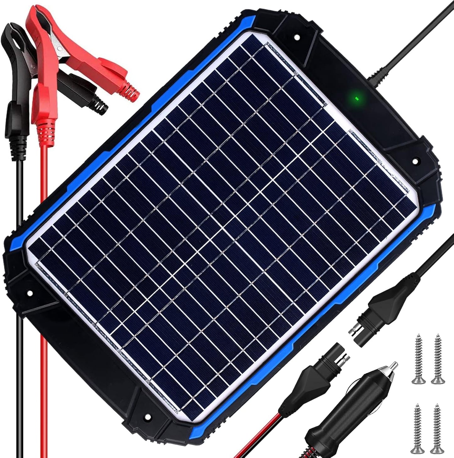 SUNER POWER 18W 12V Solar Battery Trickle Charger & Maintainer PRO, Built-in Intelligent MPPT Charge Controller, Waterproof 12 Volt Solar Panel Charging Kits for Car Auto Marine RV Trailer Boat Camper