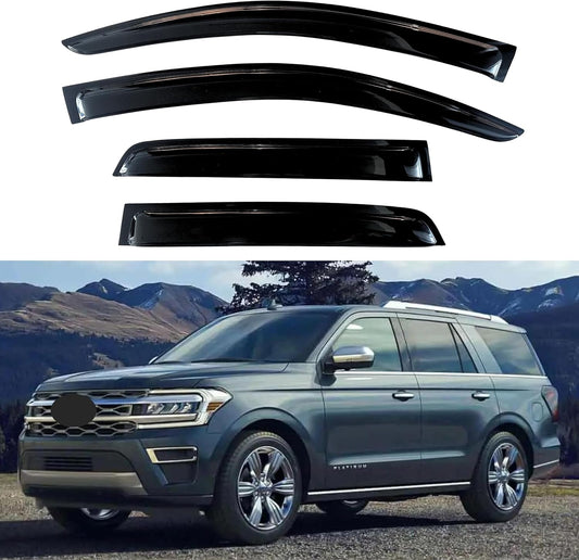 KPY Window Visor Compatible with 2018-2025 Ford Expedition & Lincoln Navigator, 4PC Rain Guard Side Window Vent Deflectors Tape-On Style, 2018 2019 2020 2021 2022 2023 2024 2025