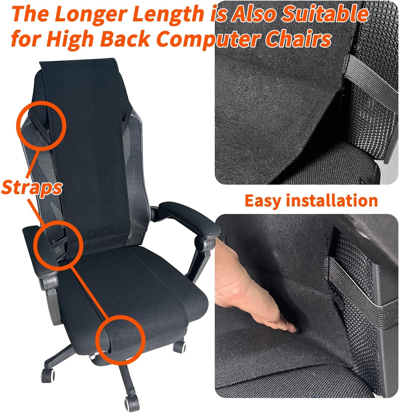 Foldable & Washable Fabric Heated Seat Cushion with Temperature Control & Timer - Whole Back Heating - for Office/Home Use