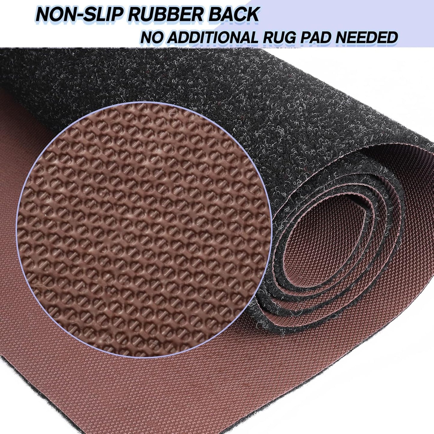 Custom Size Backed Non-Slip Area Rugs Runner, Easy Clean, Waterproof Runner Rugs for Hallway Entryway, Kitchen, Laundry, 2FT x 5FT, Black