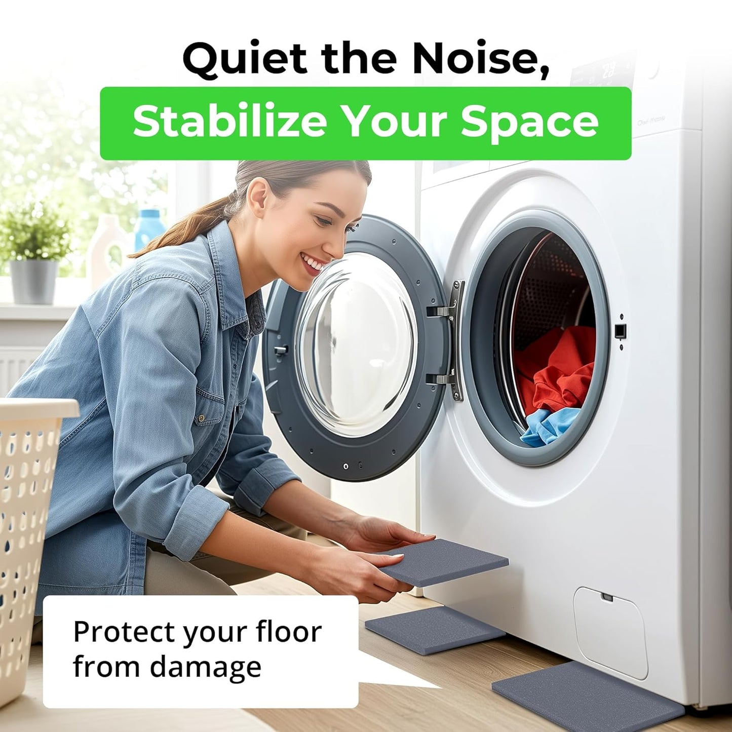 XCEL Set of 4 Gray Multi-Purpose Anti-Vibration Pads with Self Adhesive – Protection for Furniture & Appliances – Closed Cell Foam Rubber Pad, 12” x 12” x ¼”