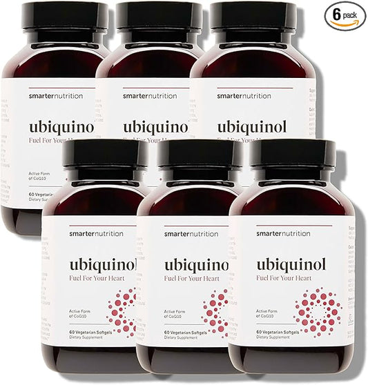 SMARTERNUTRITION Ubiquinol 100mg + Natural Plant-Based Complete Omega 3 6 9 - Clinically Studied Ahiflower® Oil - Ultra Absorption CoQ10 for Heart Support - Non-GMO - 360 Softgels[180-Day Supply]