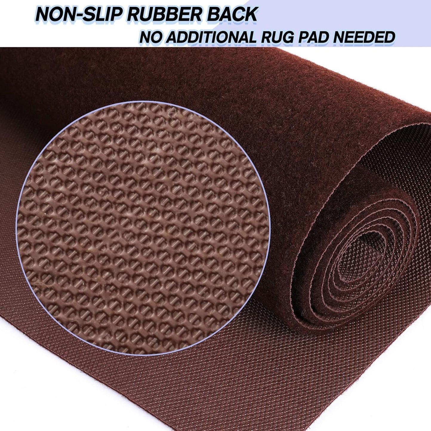 Custom Size Backed Non-Slip Area Rugs Runner, Easy Clean, Waterproof Runner Rugs for Hallway Entryway, Kitchen, Laundry, 2FT x 5FT, Brown