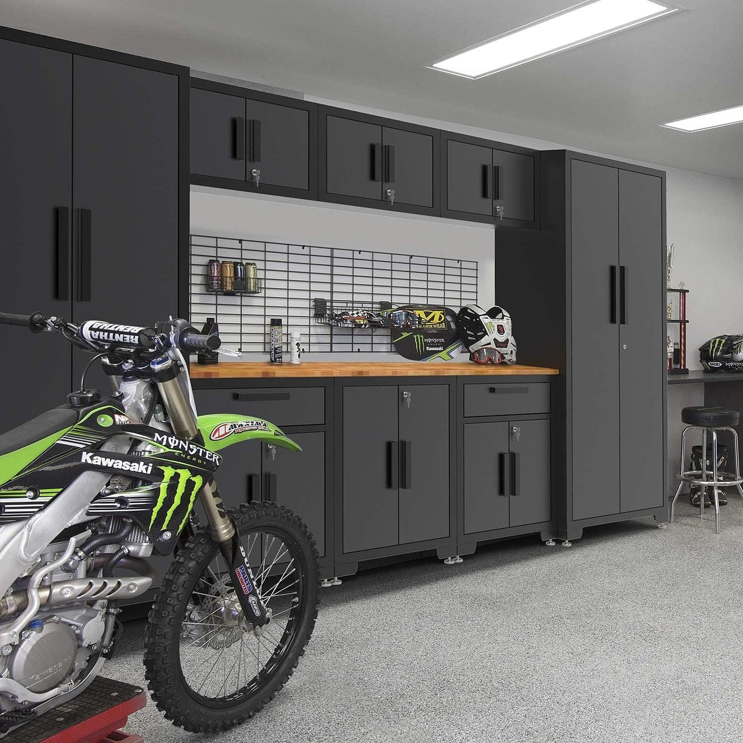 Torin Garage Cabinets Storage System, 9 Piece Included Steel Drawers Rolling Chest,Locked Storage Cabinet, Perfect for Organizing Garage and Tools, Black/Grey