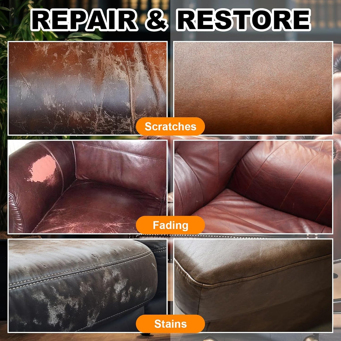 Leather Scratch Repair Balm-Leather Color Restorer for Couches Leather Scratch Remover for Carseat Boots Leather Couch Scratch Repair Couches (Black)