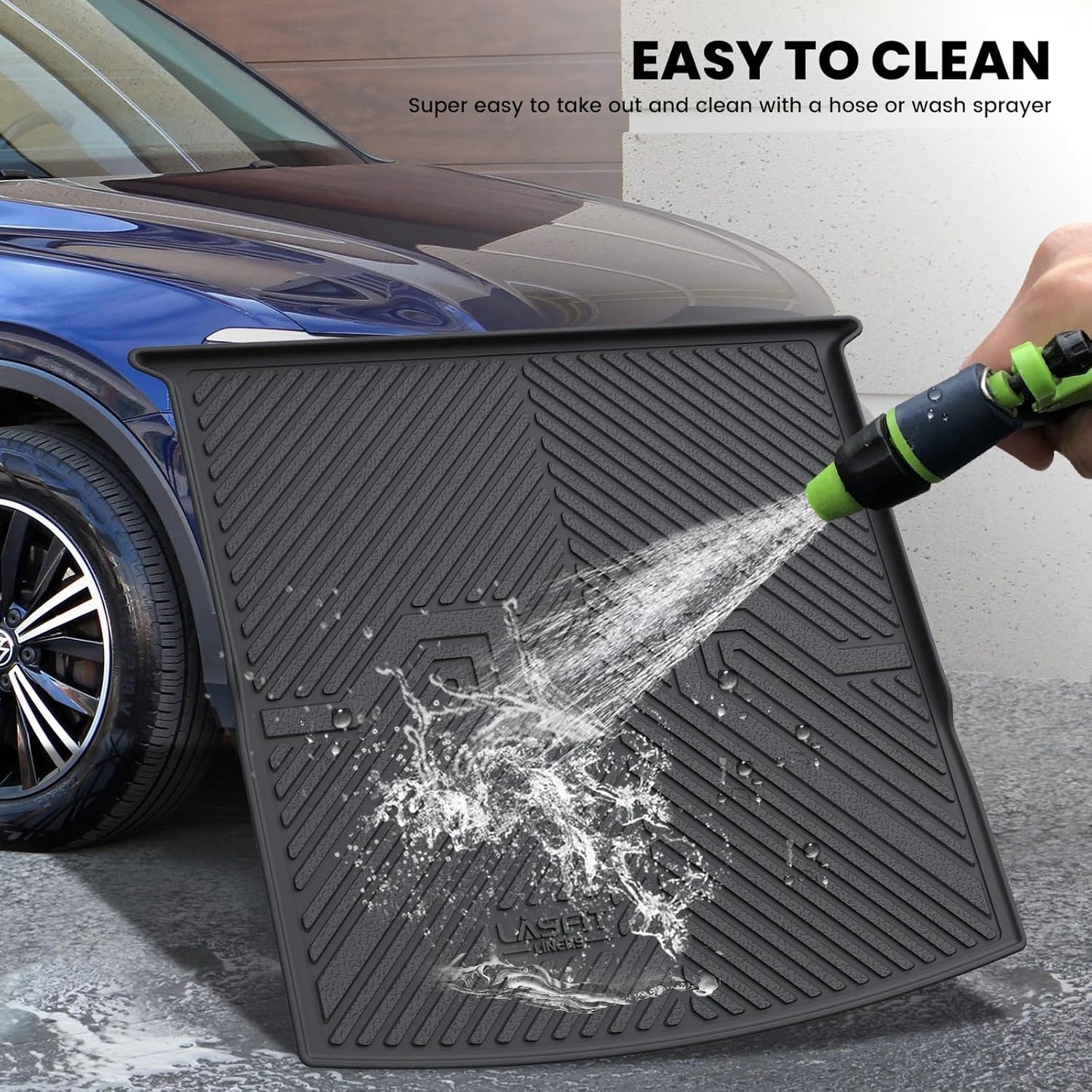 LASFIT Cargo Mat for Volkswagen Tiguan 2018-2024（Fit 5 Seats Not Fit 7 Seats）, Custom Fit All-Weather TPE Rubber Trunk Mat for VW Accessories, Waterproof, Easy to Clean, Black