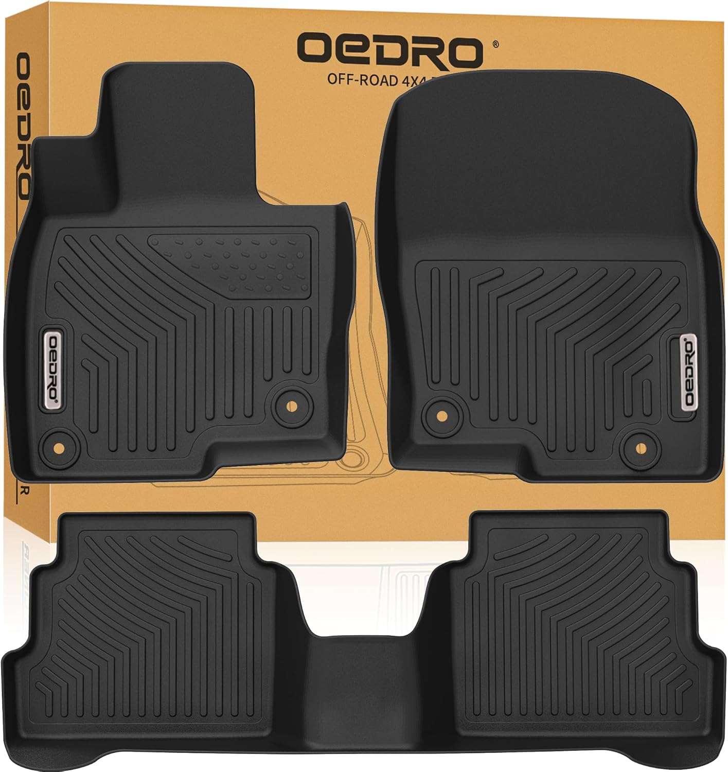 OEDRO All-Weather Floor Mats Fit for 2017-2025 Mazda CX-5, Unique Black TPE Mazda CX-5 Floor Liners, 1st and 2nd Row: Front, Rear, Full Set Liners