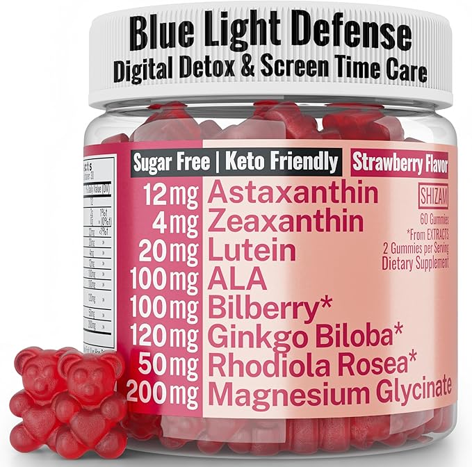 Rhodiola Rosea ALA Ginkgo Biloba Astaxanthin Lutein Zeaxanthin Bilberry Magnesium Glycinate Gummies for Eyes Brain Kids, Rhodiola ALA Capsules Pills Tincture Supplements Alt, 300mg 24mg 20mg 12mg 40mg